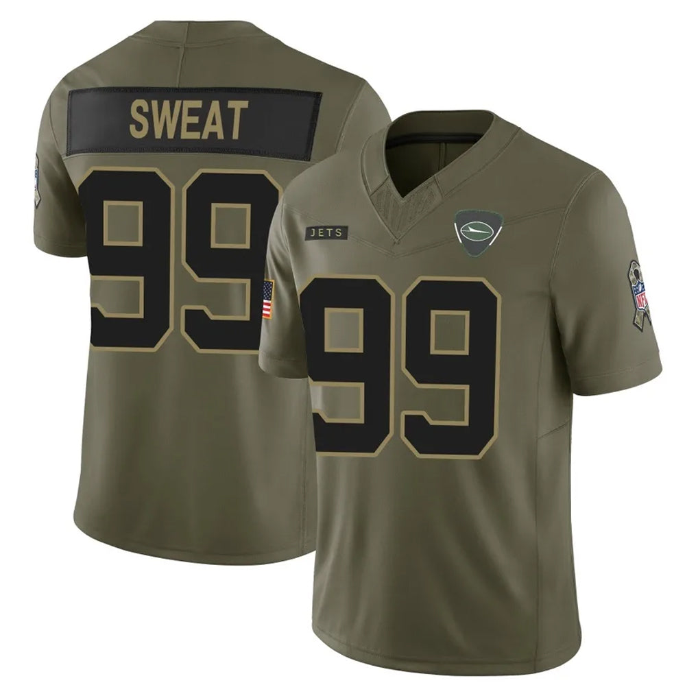 Punc NY.Jets #99 T'Vondre Sweat Player Olive 2025 Salute To Service Limited Stitched Jerseys