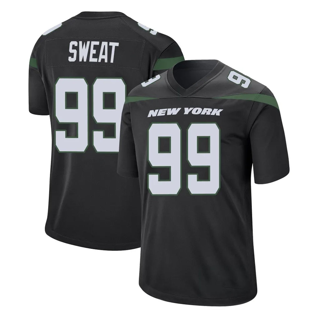 Punc NY.Jets #99 T'Vondre Sweat Player Stealth Black Home Game Stitched Jerseys