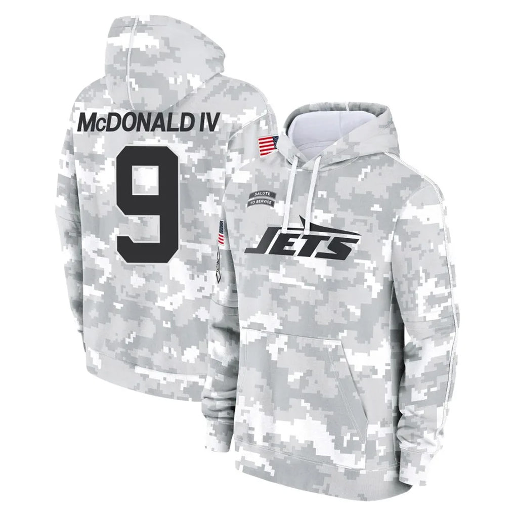 Punc NY.Jets #9 Will McDonald IV Player Arctic Camo Salute to Service Pullover Hoodies Limited Game Stitched Jerseys