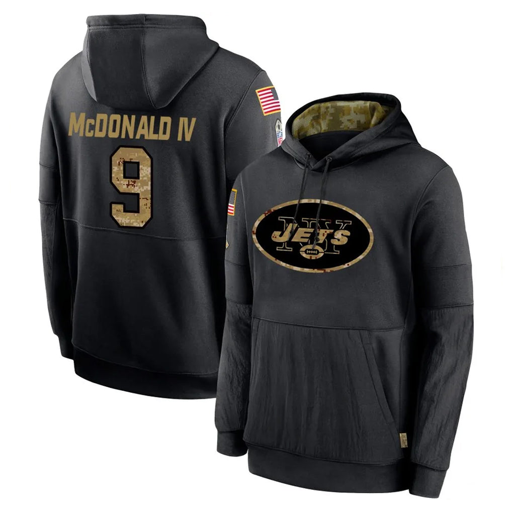 Punc NY.Jets #9 Will McDonald IV Player Black Salute to Service Hoodies Limited Game Stitched Jerseys
