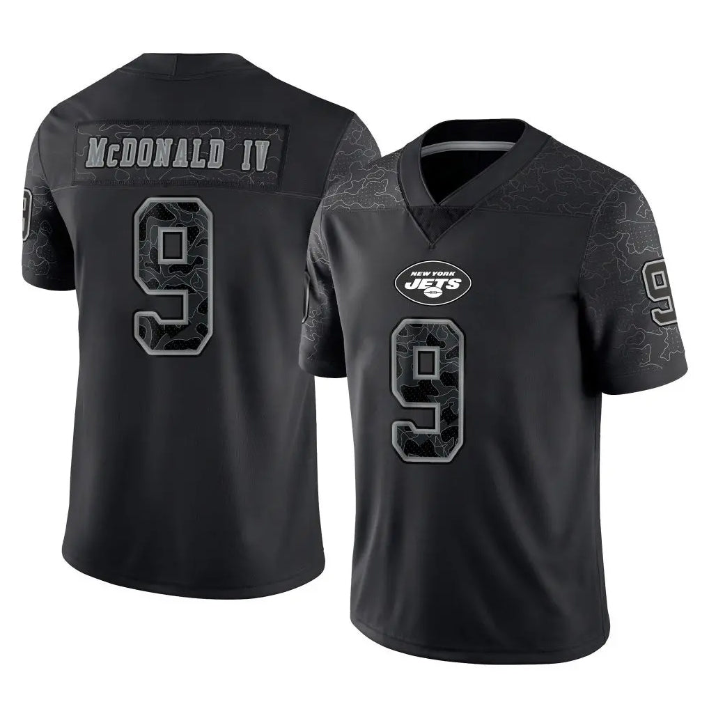 Punc NY.Jets #9 Will McDonald IV Player Stealth Black Limited Reflective Home Game Stitched Jerseys