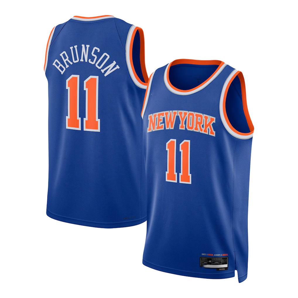 Punc NY.Knicks #11 Jalen Brunson Blue Swingman Jerseys - Icon Edition