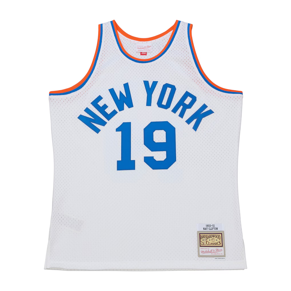 Punc NY.Knicks #19 Nathaniel Clifton Mitchell & Ness White 1950-51 Pioneers Swingman Jerseys