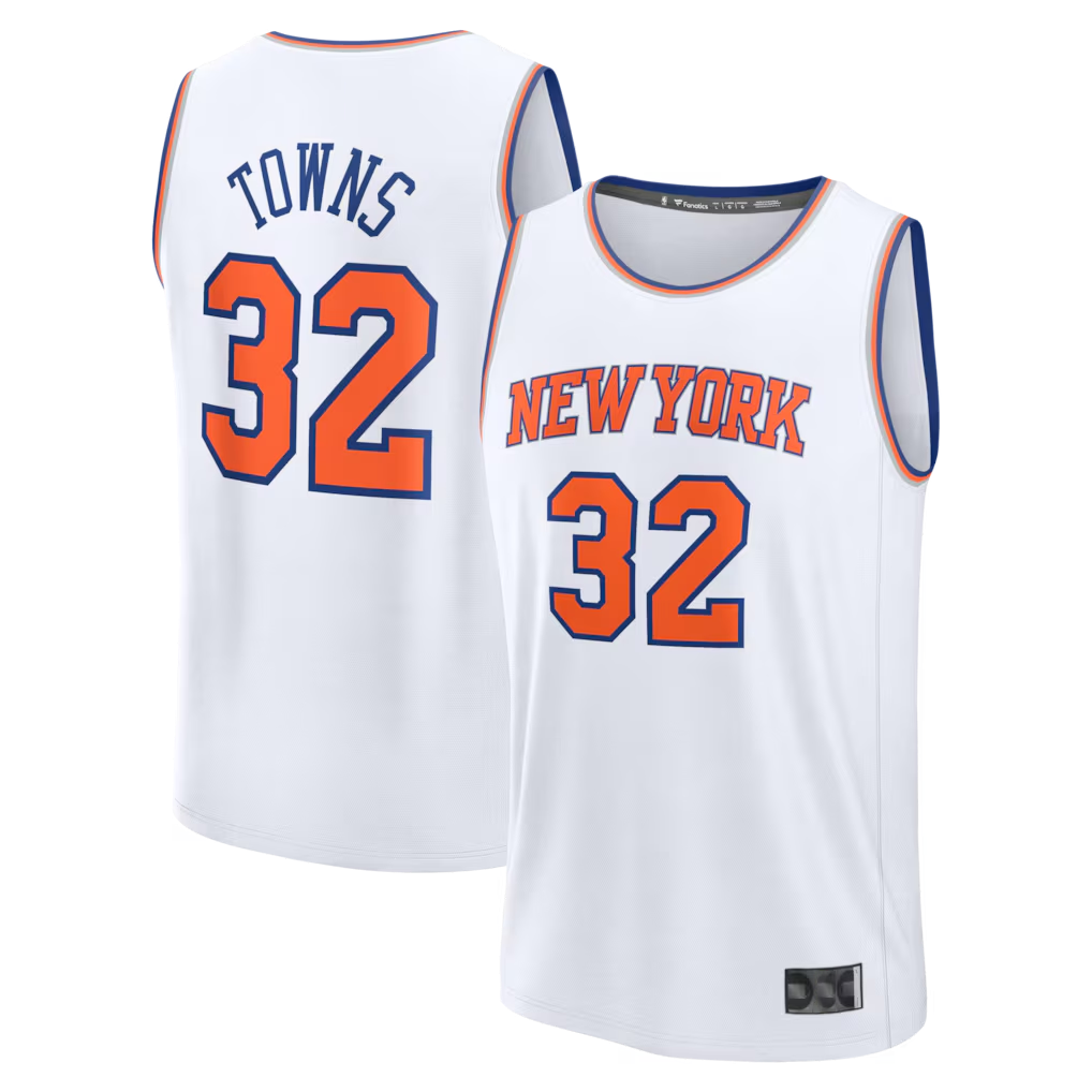 Punc NY.Knicks #32 Karl-Anthony Towns  White Fast Break Replica Player Jerseys - Association Edition