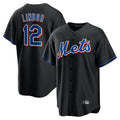 Punc NY.Mets #12 Francisco Lindor Player Black Replica Home Game Stitched Jerseys