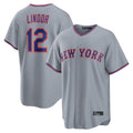 Punc NY.Mets #12 Francisco Lindor Player Gray Road Home Game Stitched Jerseys