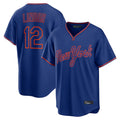 Punc NY.Mets #12 Francisco Lindor Player Royal T-shirt Home Game Stitched Jerseys