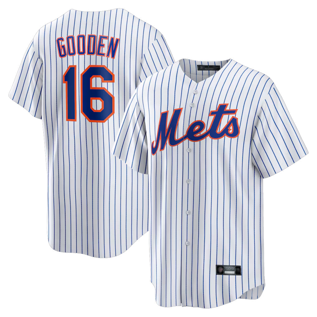 Punc NY.Mets #16 Dwight Gooden Player White Home Replica Stitched Jerseys