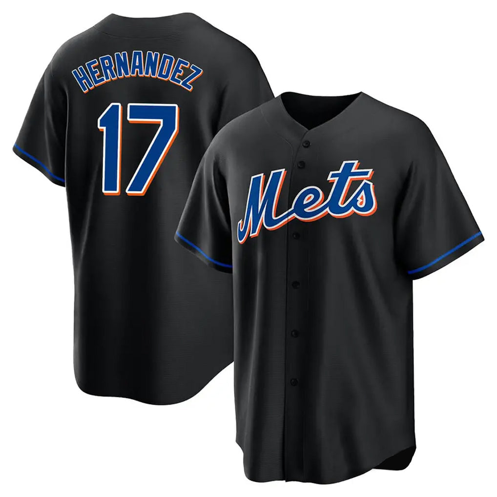 Punc NY.Mets #17 Keith Hernandez Player Black Replica Home Game Stitched Jerseys