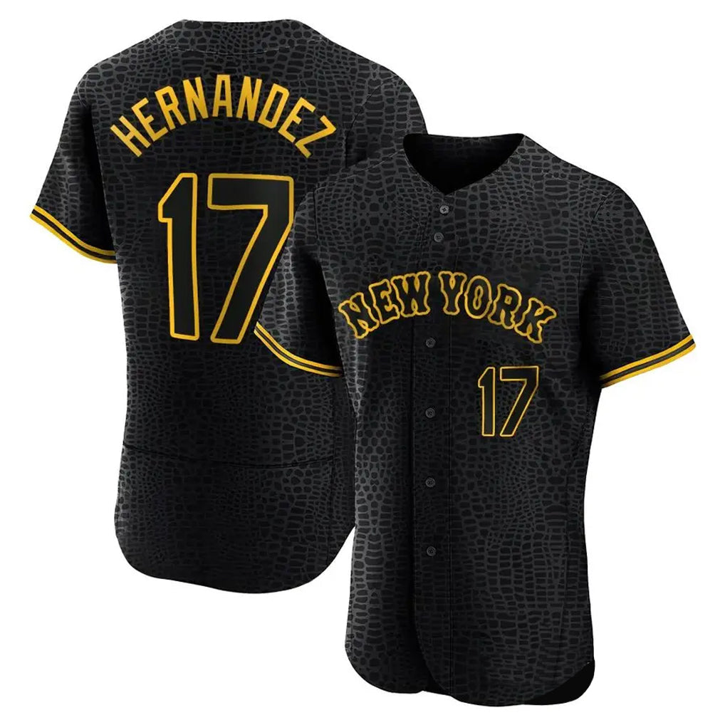 Punc NY.Mets #17 Keith Hernandez Player Black Snake Skin City Home Limited Elite Stitched Jerseys
