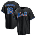 Punc NY.Mets #18 Darryl Strawberry Player Black Replica Home Game Stitched Jerseys