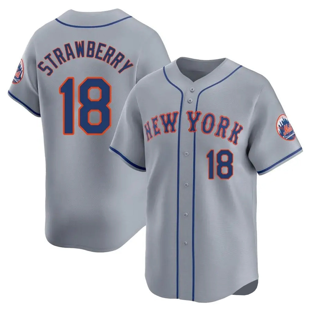 Punc NY.Mets #18 Darryl Strawberry Player Gray Road Limited Home Stitched Jerseys