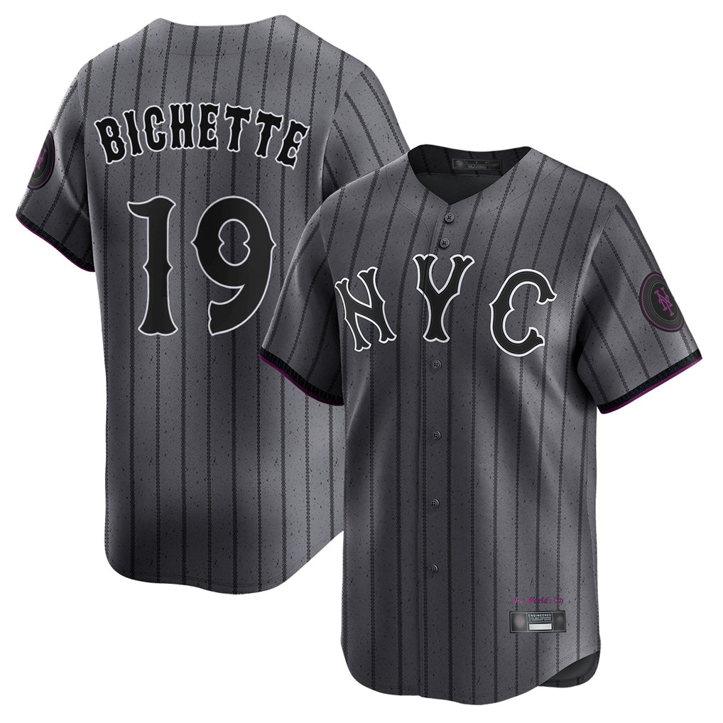 Punc NY.Mets #19 Bo Bichette Player Gray City Connect Limited Stitched Jerseys