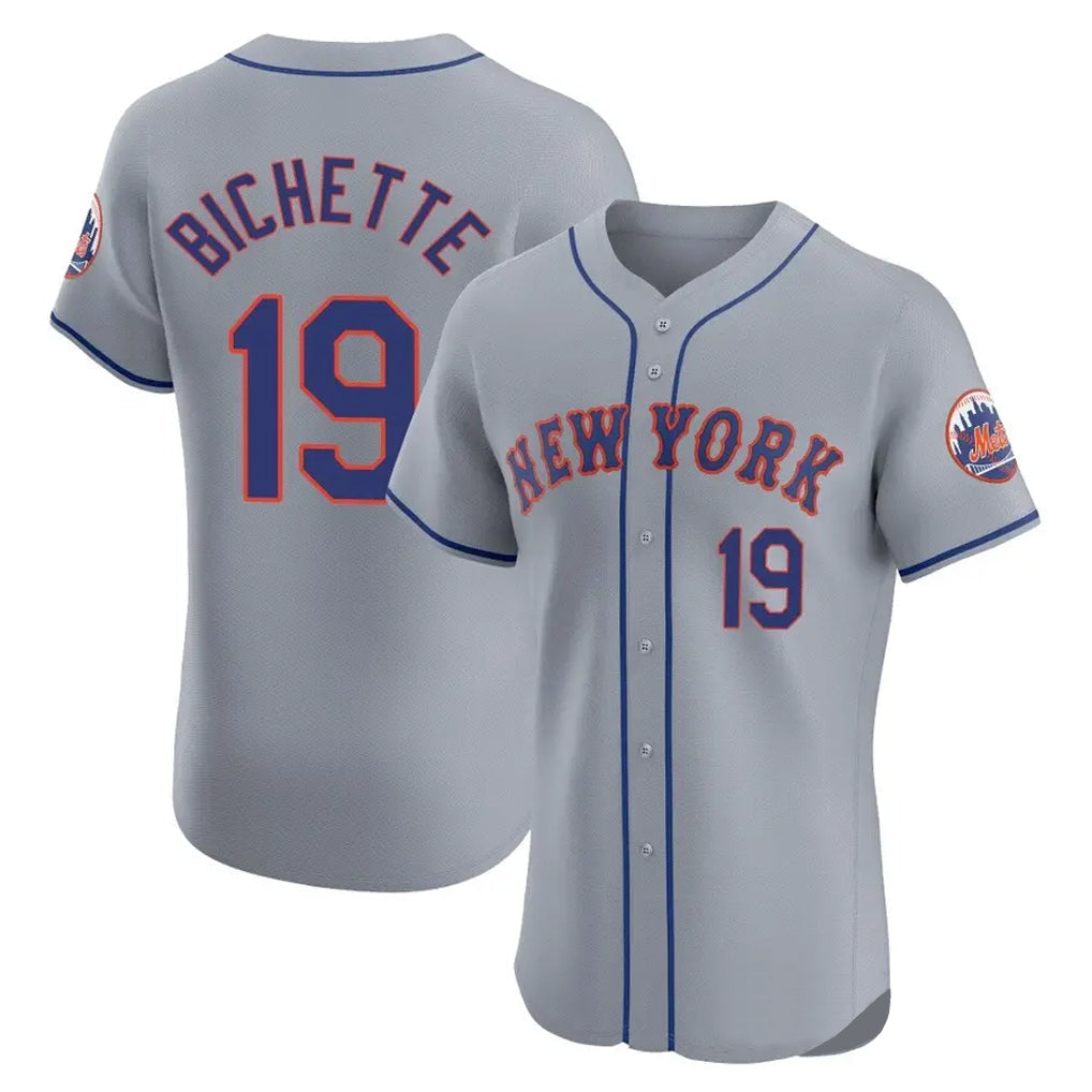 Punc NY.Mets #19 Bo Bichette Player Gray Road Limited Elite Home Stitched Jerseys