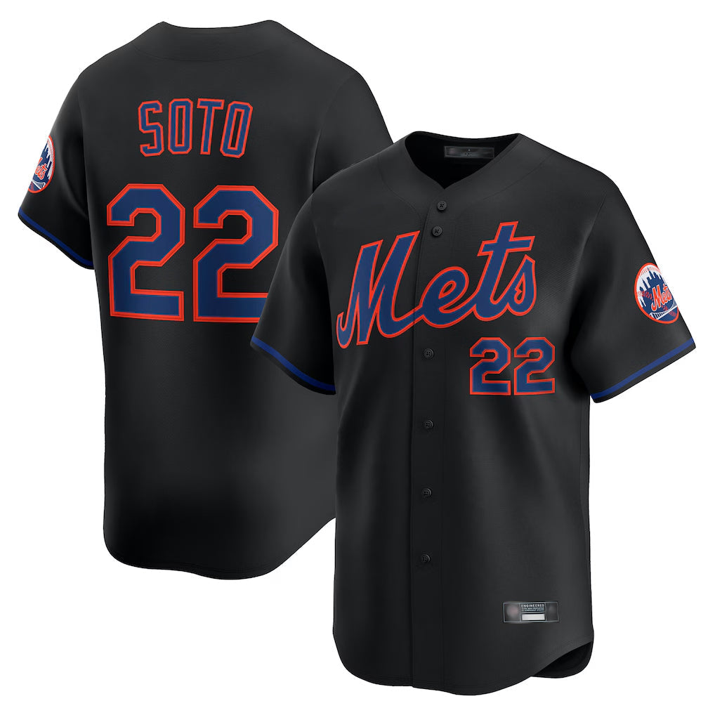 Punc NY.Mets #22 Juan Soto Player Black Alternate Home Limited Stitched Jerseys