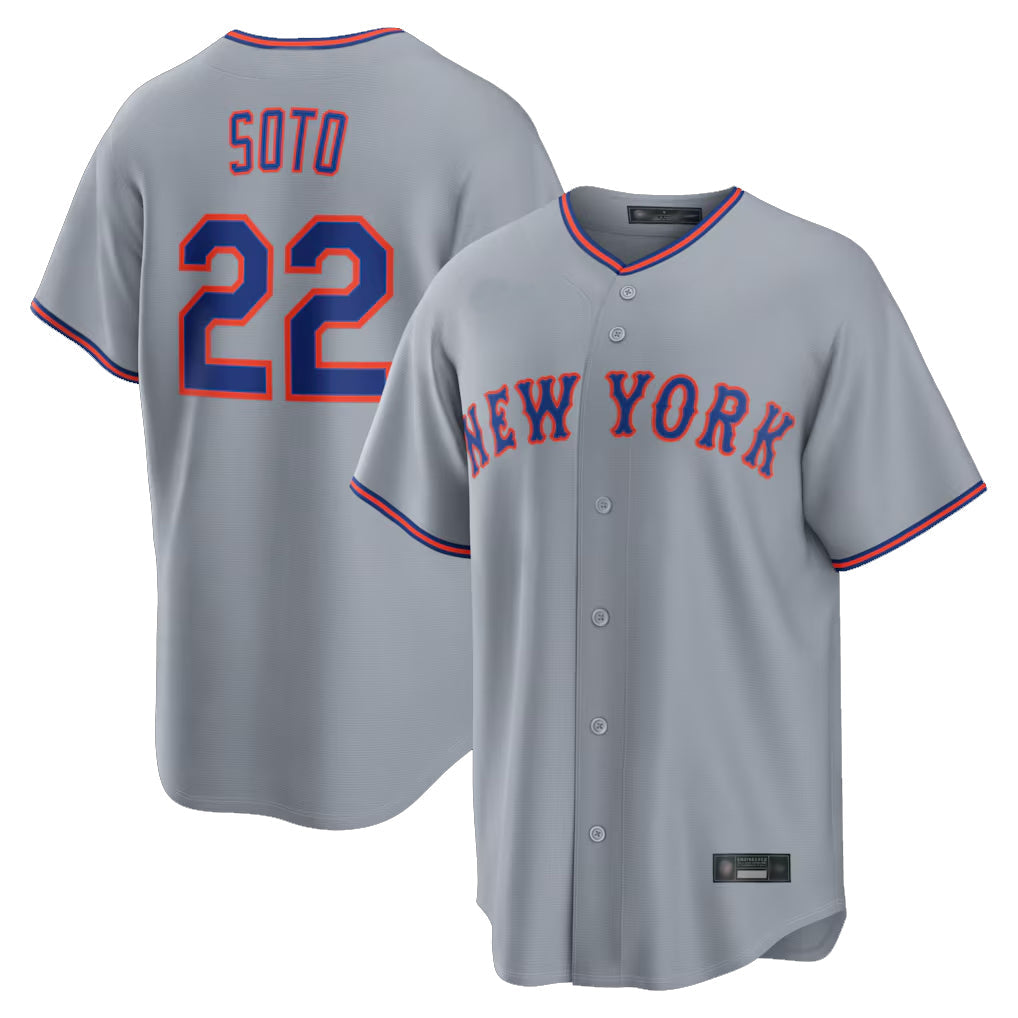 Punc NY.Mets #22 Juan Soto Player Gray Road Home Game Stitched Jerseys