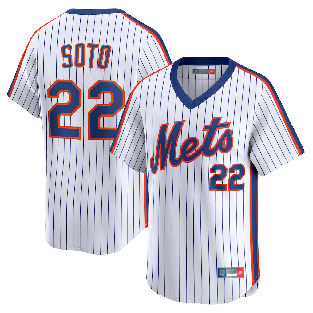 Punc NY.Mets #22 Juan Soto Player White Cooperstown Collection T-shirt Game Stitched Jerseys