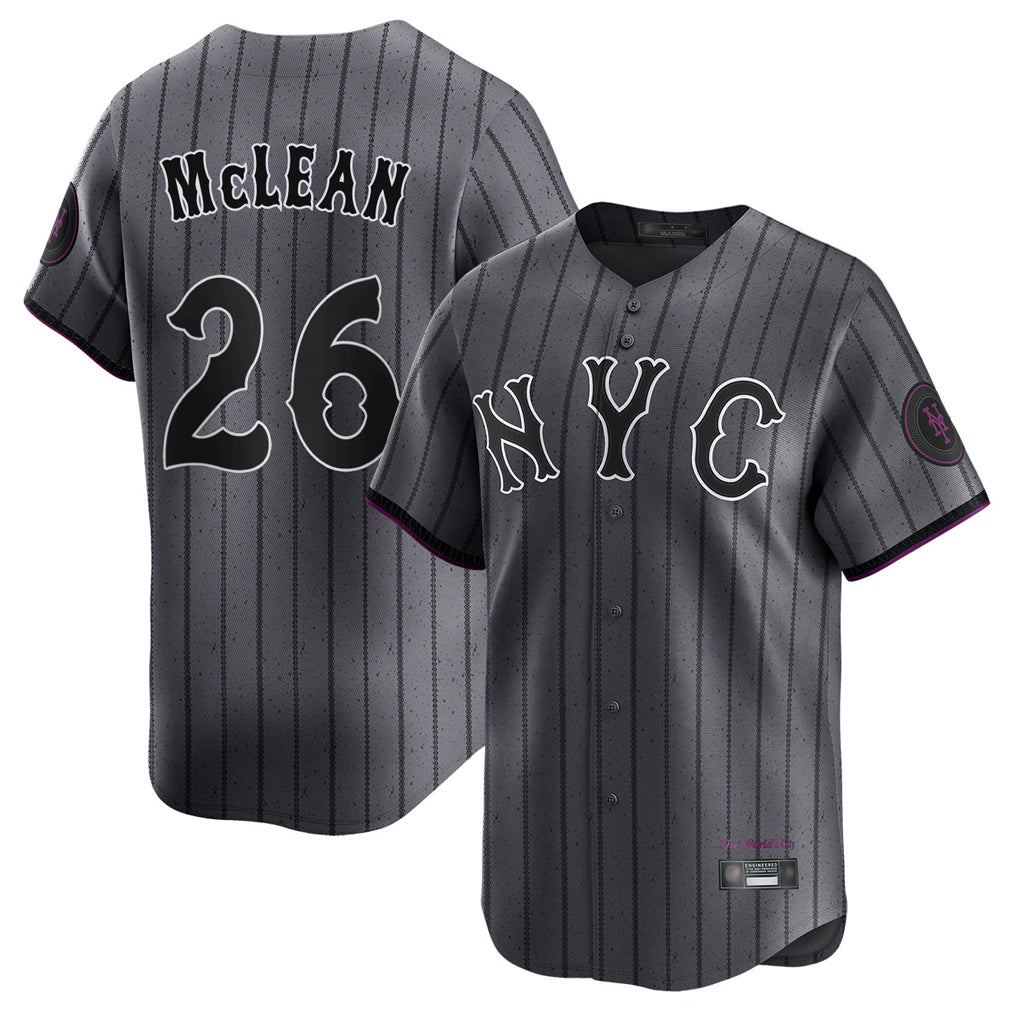 Punc NY.Mets #26 Nolan McLean Player Gray City Connect Limited Stitched Jerseys