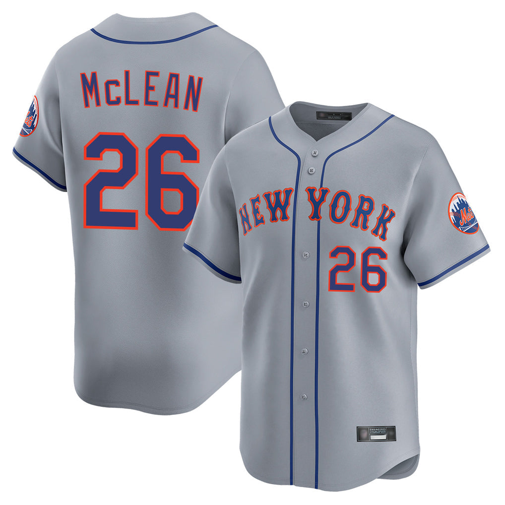 Punc NY.Mets #26 Nolan McLean Player Gray Road Limited Home Stitched Jerseys