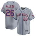 Punc NY.Mets #26 Nolan McLean Player Gray Road Limited Home Stitched Jerseys