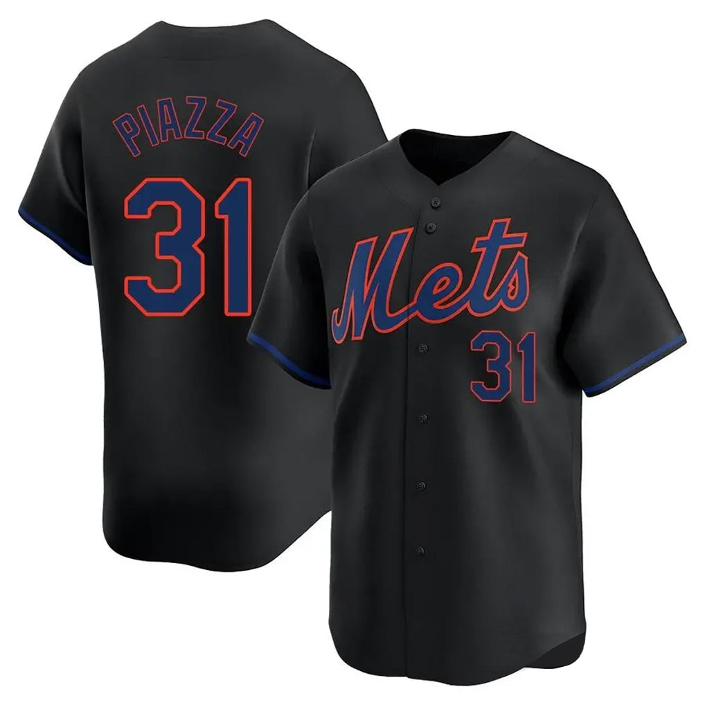 Punc NY.Mets #31 Mike Piazza Player Black Alternate Home Limited Stitched Jerseys