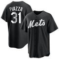 Punc NY.Mets #31 Mike Piazza Player Black Home Game Stitched Jerseys