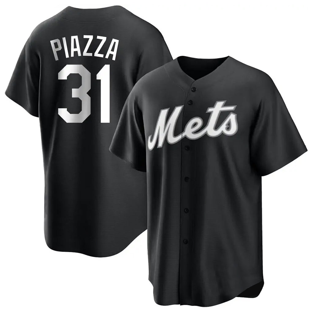 Punc NY.Mets #31 Mike Piazza Player Black Home Game Stitched Jerseys
