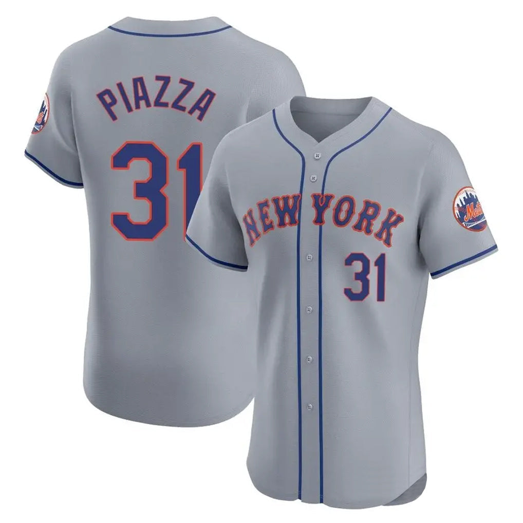 Punc NY.Mets #31 Mike Piazza Player Gray Road Limited Elite Home Stitched Jerseys