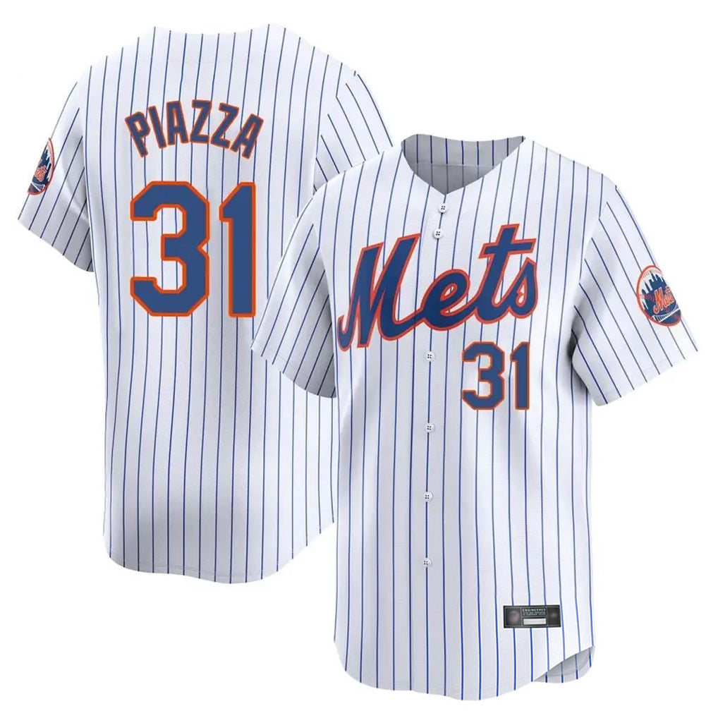Punc NY.Mets #31 Mike Piazza Player White Home Replica Stitched Jerseys