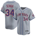 Punc NY.Mets #34 Kodai Senga Player Gray Road Limited Home Stitched Jerseys