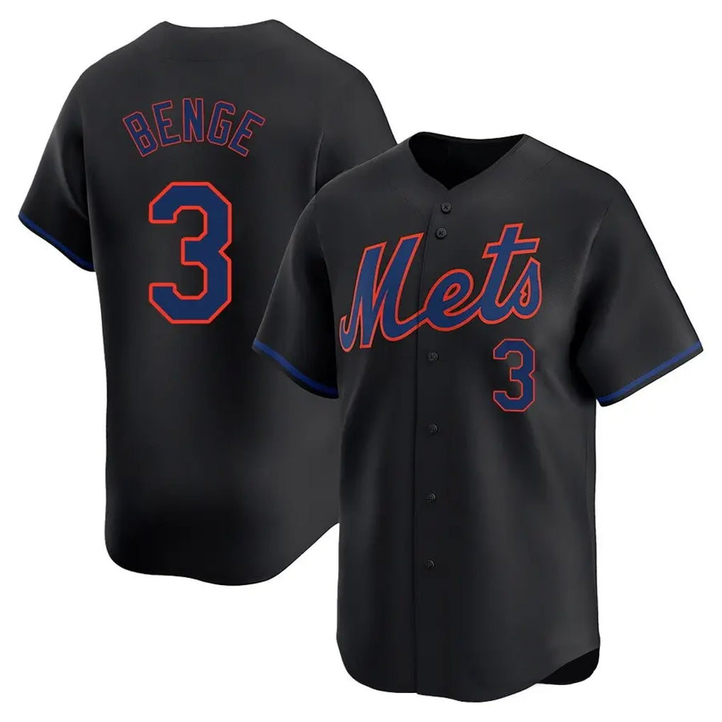 Punc NY.Mets #3 Carson Benge Player Black Alternate Home Limited Stitched Jerseys