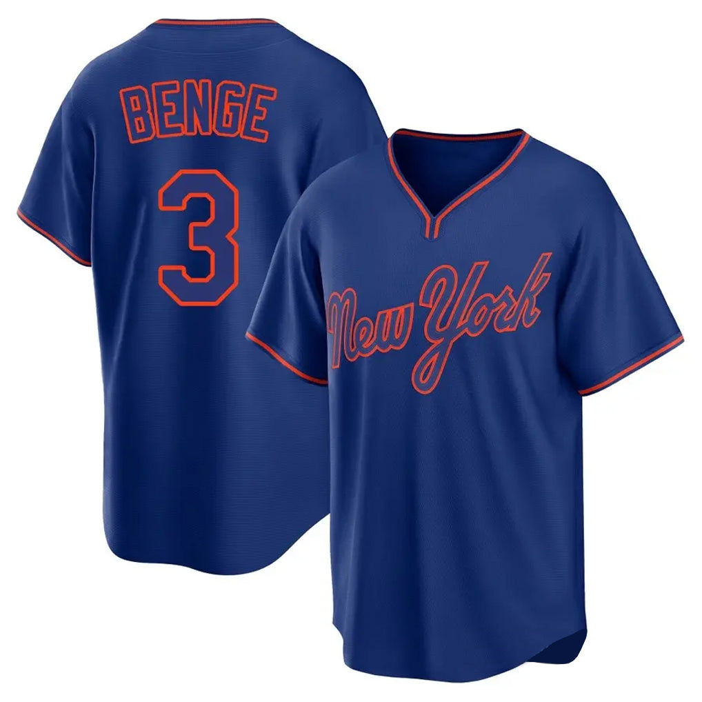 Punc NY.Mets #3 Carson Benge Player Royal T-shirt Home Game Stitched Jerseys