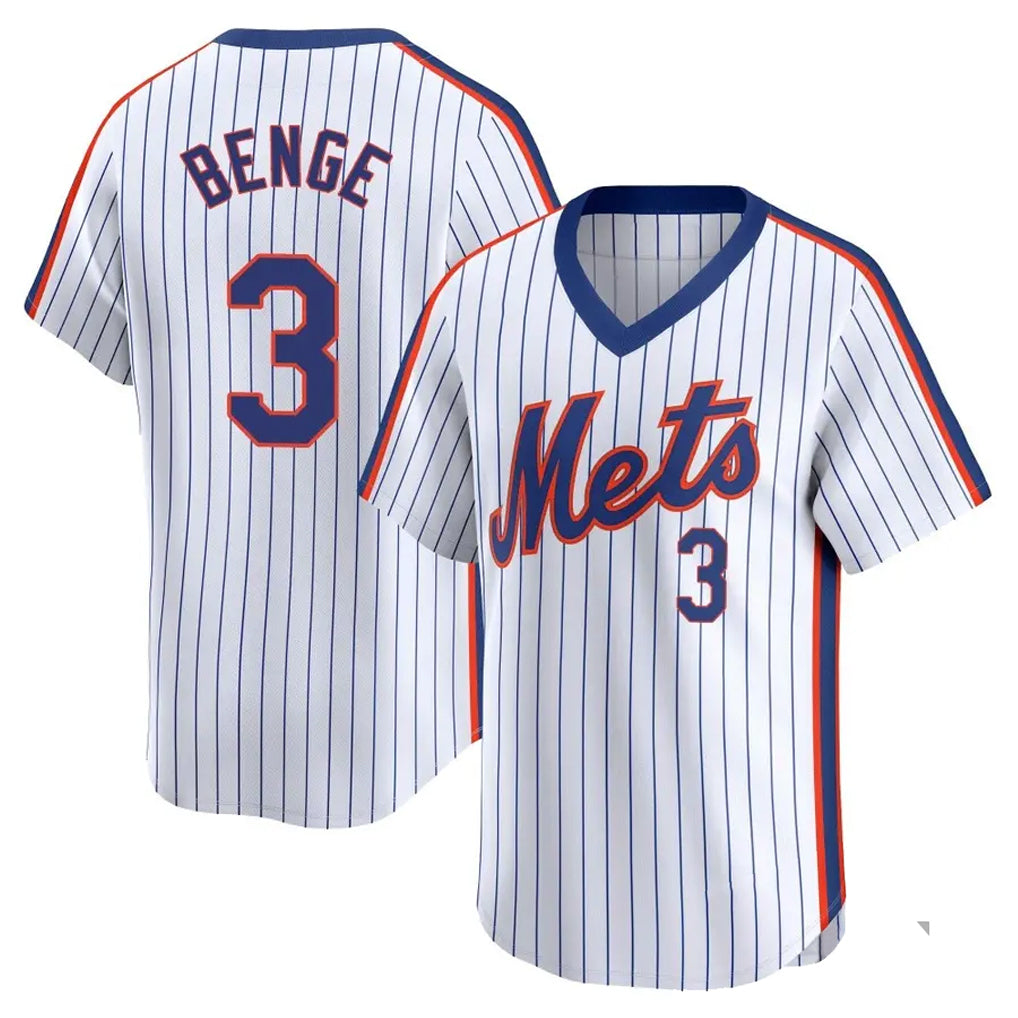 Punc NY.Mets #3 Carson Benge Player White Cooperstown Collection T-shirt Game Stitched Jerseys