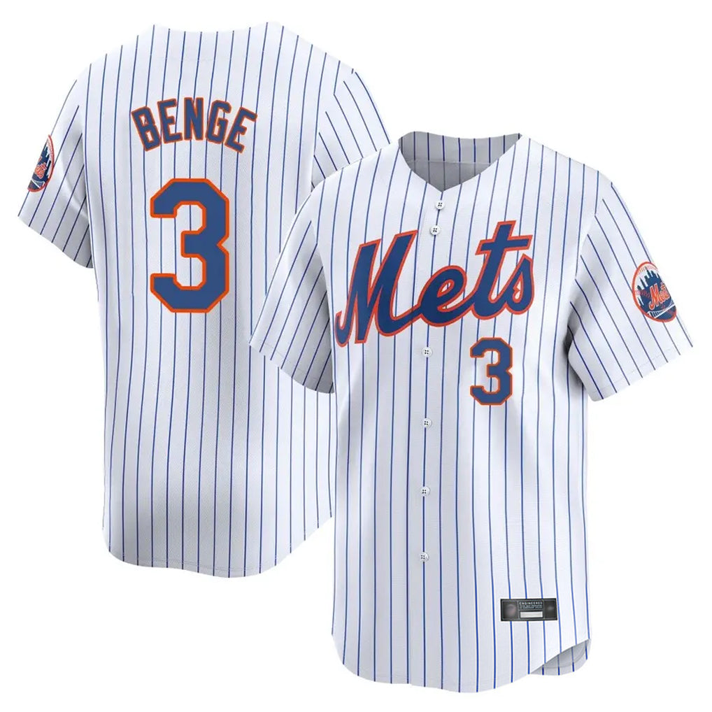 Punc NY.Mets #3 Carson Benge Player White Home Replica Stitched Jerseys