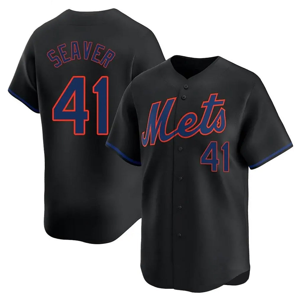 Punc NY.Mets #41 Tom Seaver Player Black Alternate Home Limited Stitched Jerseys