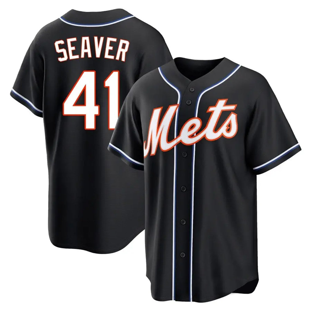 Punc NY.Mets #41 Tom Seaver Player Black Fashion Out Game Stitched Jerseys