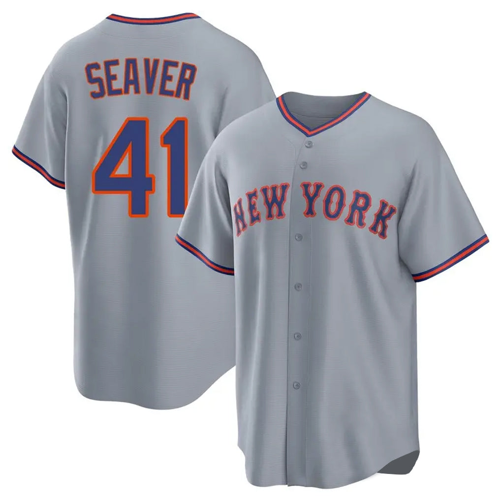 Punc NY.Mets #41 Tom Seaver Player Gray Road Home Game Stitched Jerseys