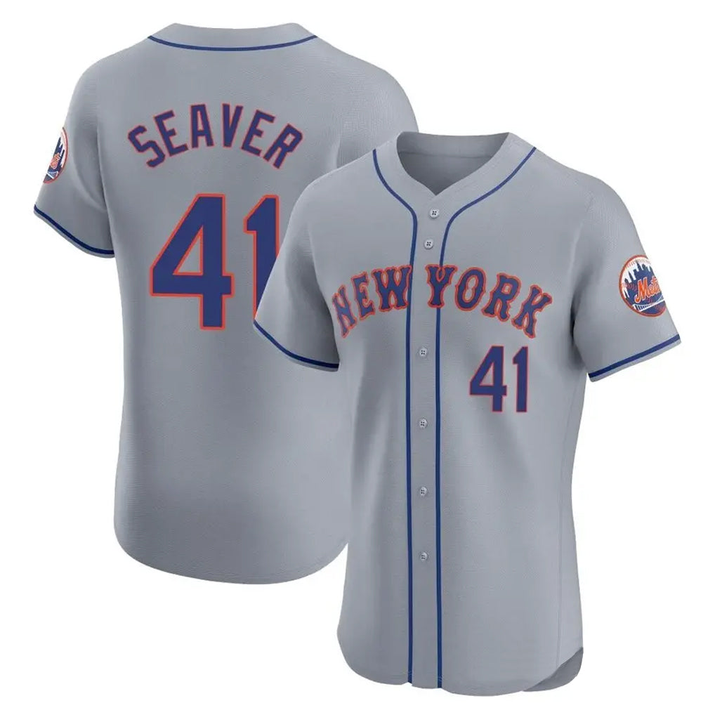 Punc NY.Mets #41 Tom Seaver Player Gray Road Limited Elite Home Stitched Jerseys