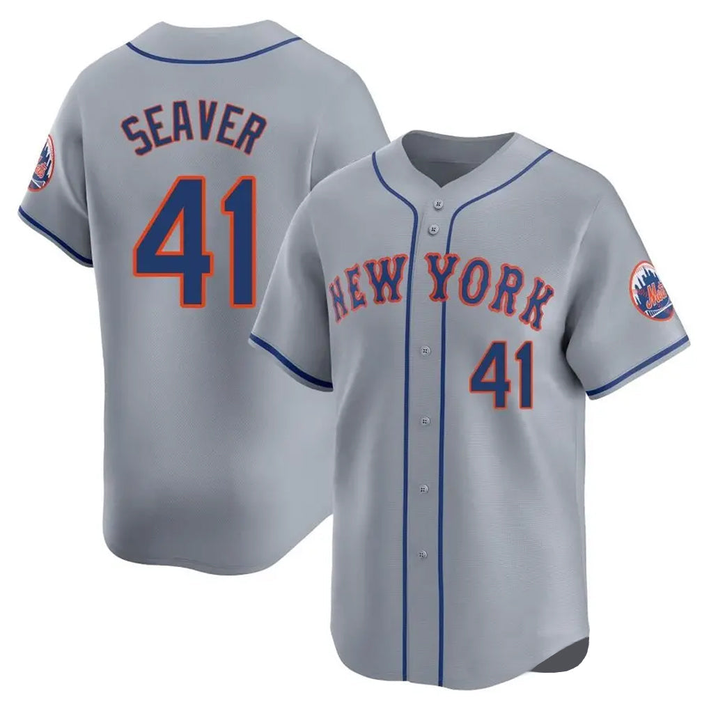 Punc NY.Mets #41 Tom Seaver Player Gray Road Limited Home Stitched Jerseys