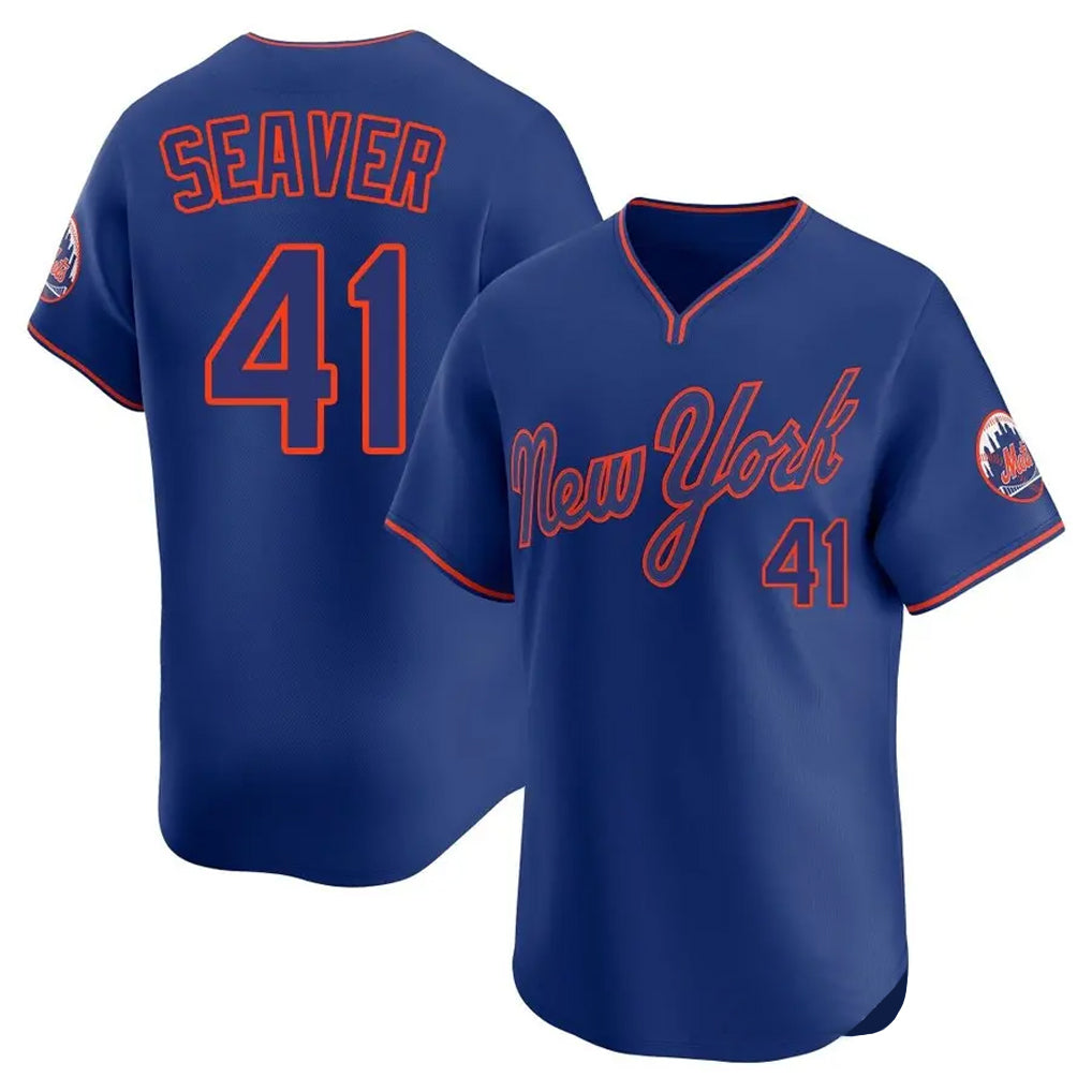 Punc NY.Mets #41 Tom Seaver Player Royal T-shirt Home Limited Elite Stitched Jerseys