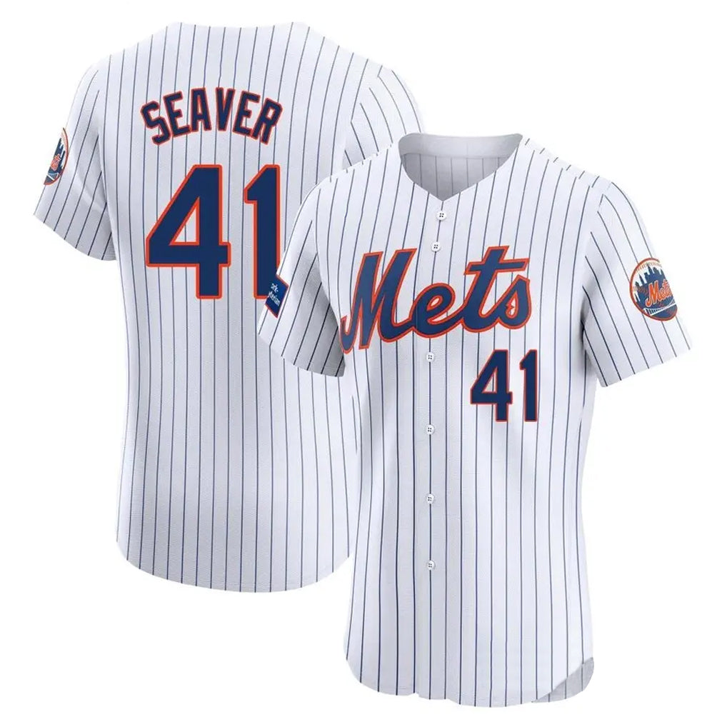 Punc NY.Mets #41 Tom Seaver Player White Home Limited Elite Stitched Jerseys