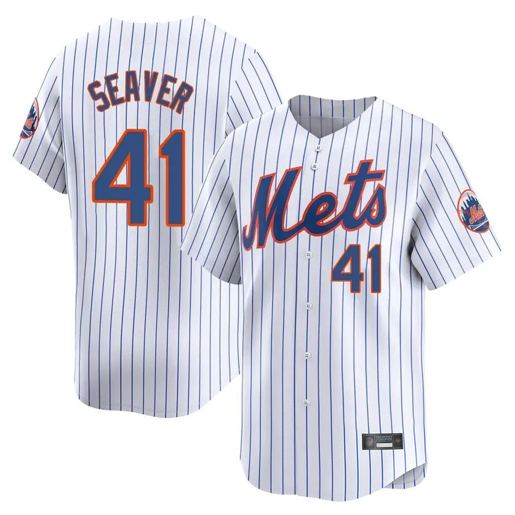 Punc NY.Mets #41 Tom Seaver Player White Home Replica Stitched Jerseys