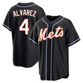 Punc NY.Mets #4 Francisco Alvarez Player Black Fashion Out Game Stitched Jerseys