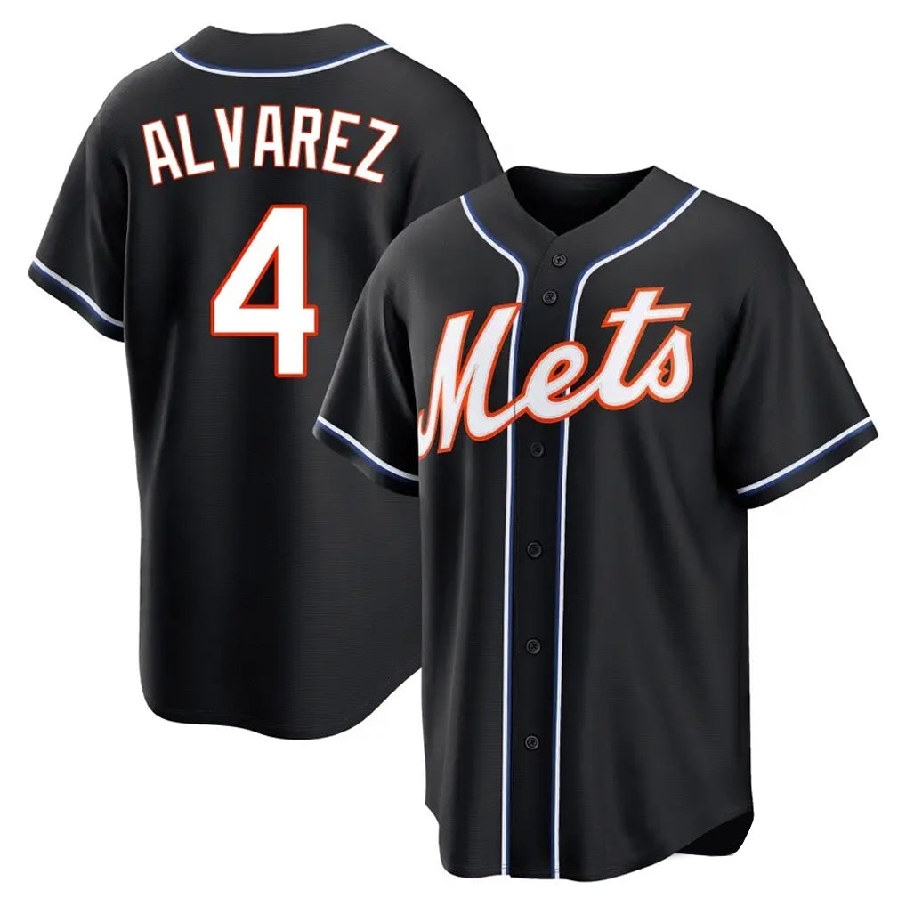 Punc NY.Mets #4 Francisco Alvarez Player Black Fashion Out Game Stitched Jerseys
