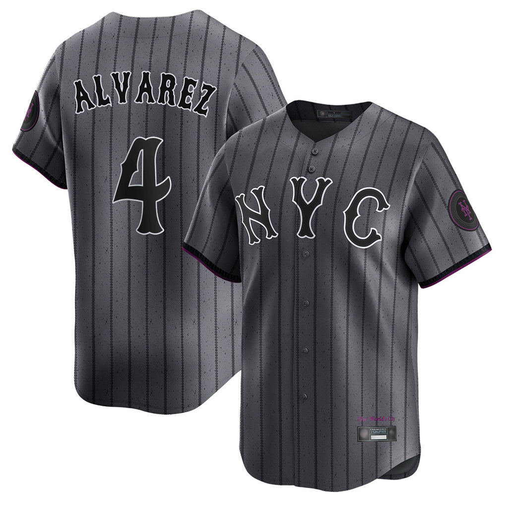 Punc NY.Mets #4 Francisco Alvarez Player Gray City Connect Limited Stitched Jerseys