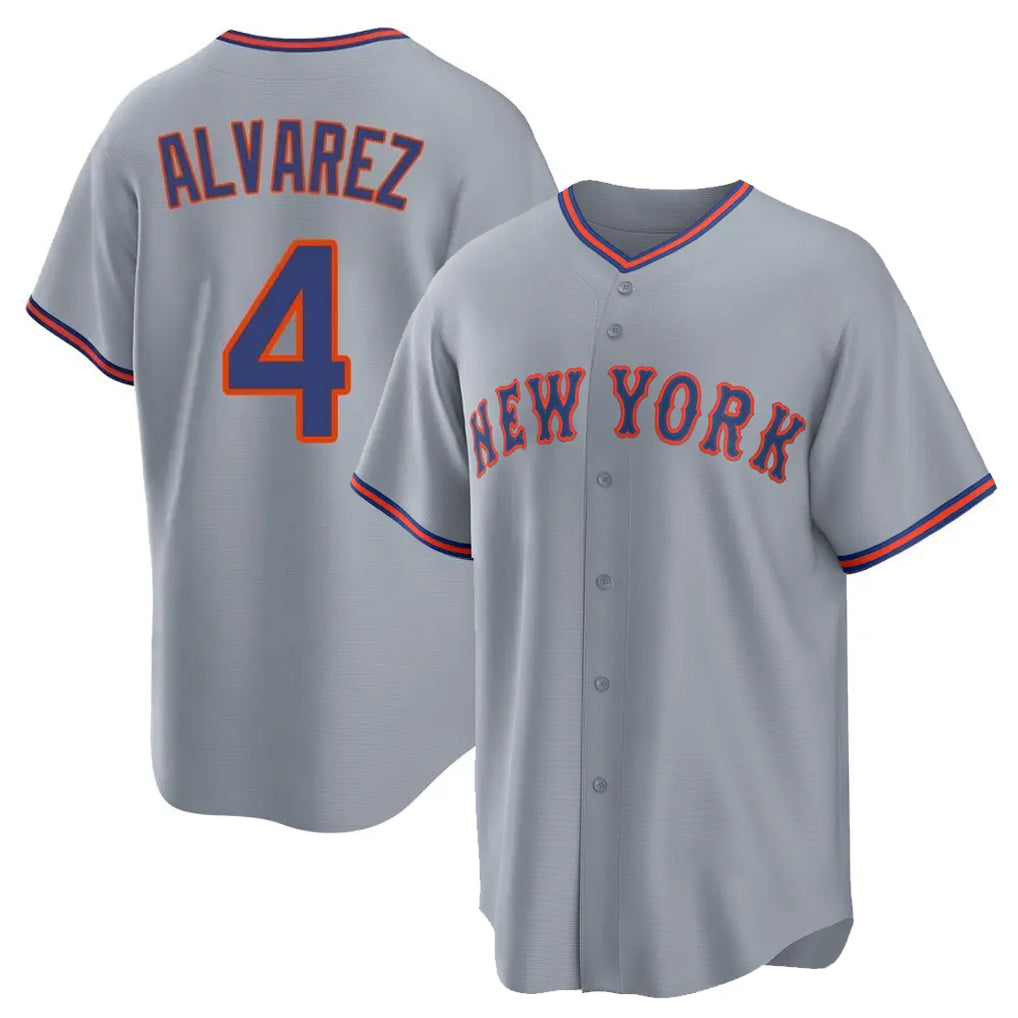 Punc NY.Mets #4 Francisco Alvarez Player Gray Road Home Game Stitched Jerseys