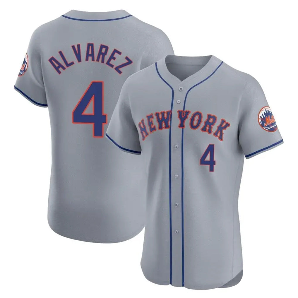 Punc NY.Mets #4 Francisco Alvarez Player Gray Road Limited Elite Home Stitched Jerseys