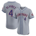 Punc NY.Mets #4 Francisco Alvarez Player Gray Road Limited Elite Home Stitched Jerseys