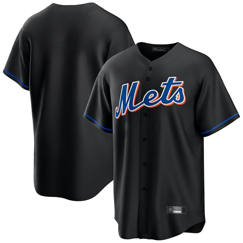 Punc NY.Mets Blank Player Black Replica Home Game Stitched Jerseys