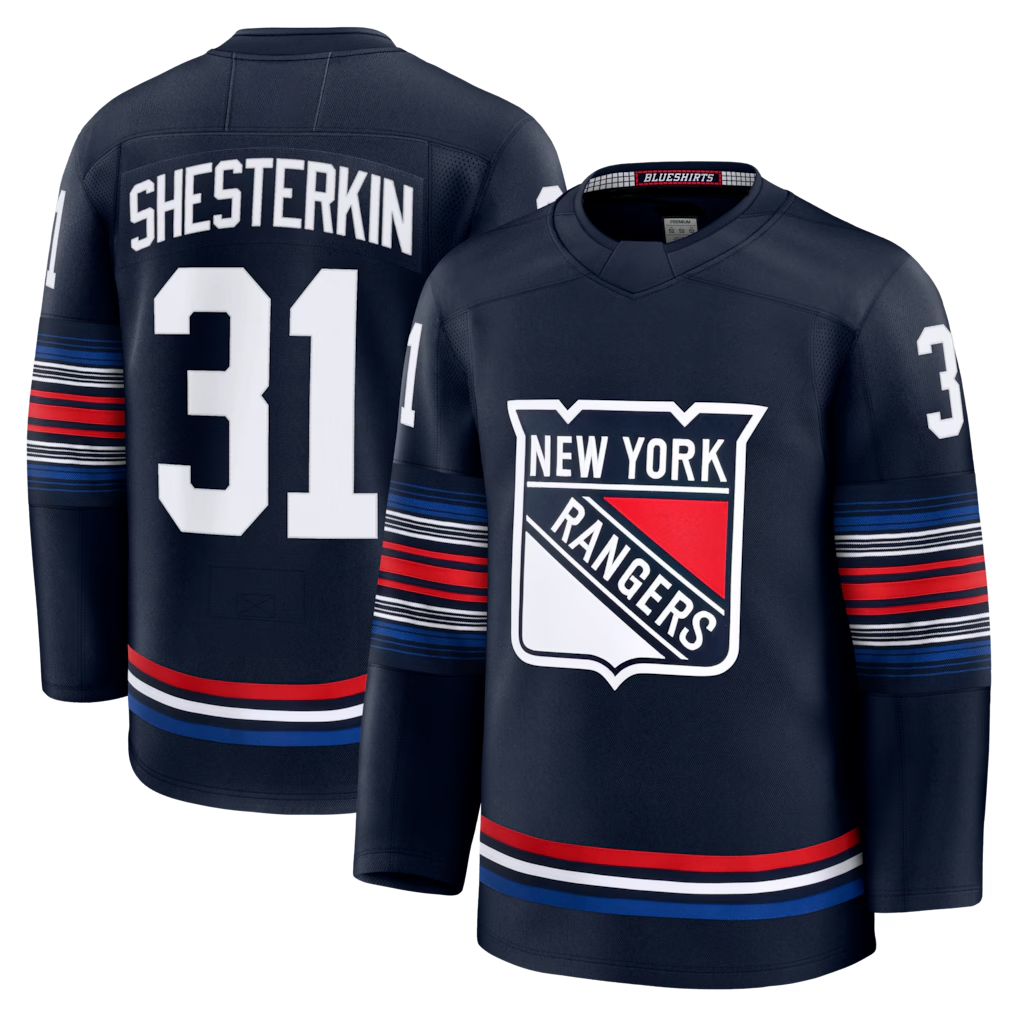 Punc NY.Rangers #31 Igor Shesterkin Navy Alternate Premier Player Jerseys